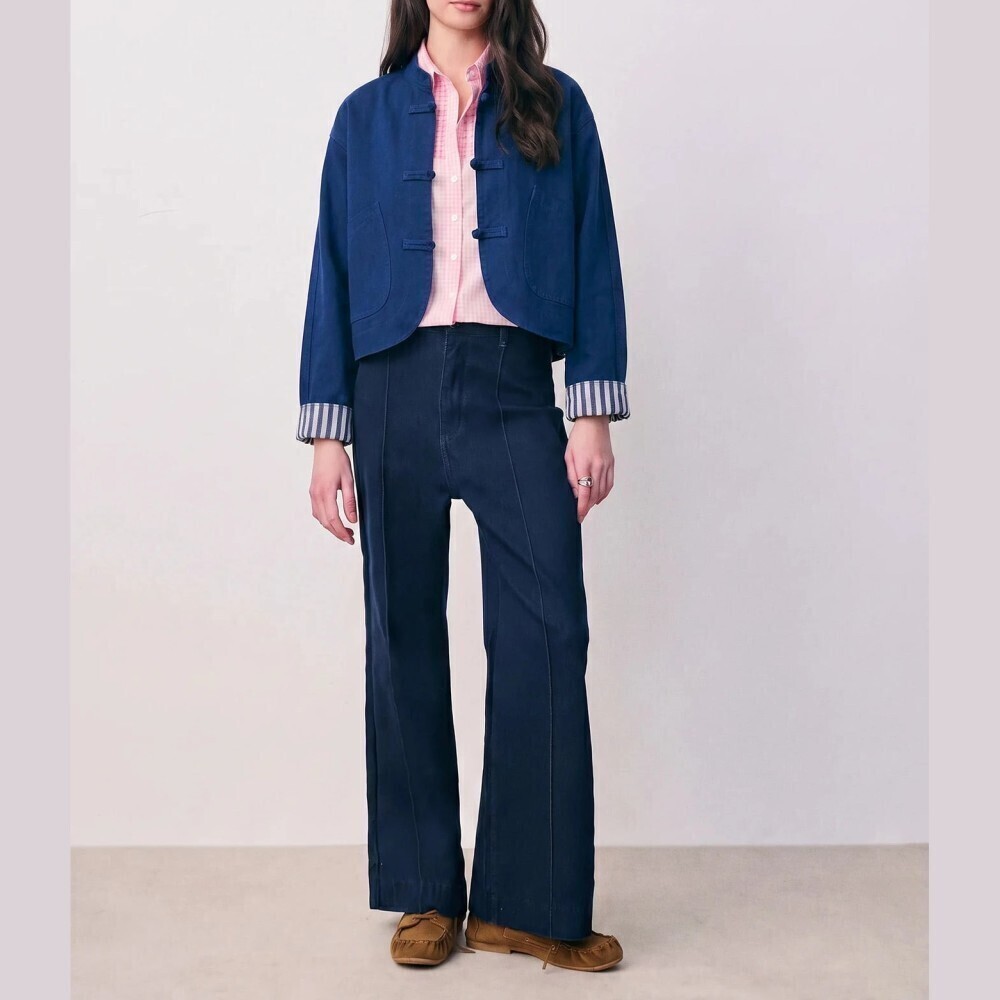 Navy Denim Round Cropped Jacket with Frog Toggle Closures - Picture 5 of 7
